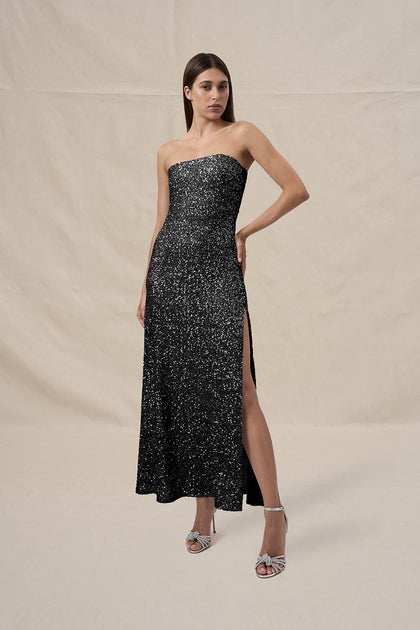 Black Shine Long Line Dress