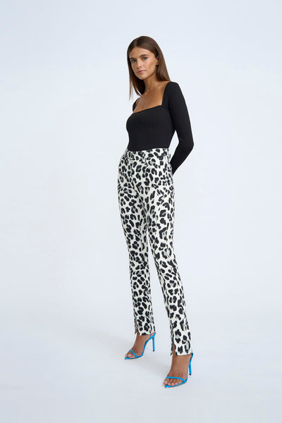 Lana Leopard Split Jean | Final Sale - Leopard