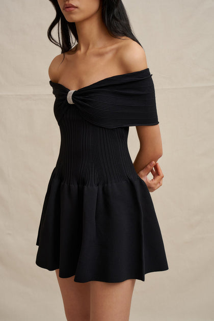 Midnight Black Knit Mini Dress