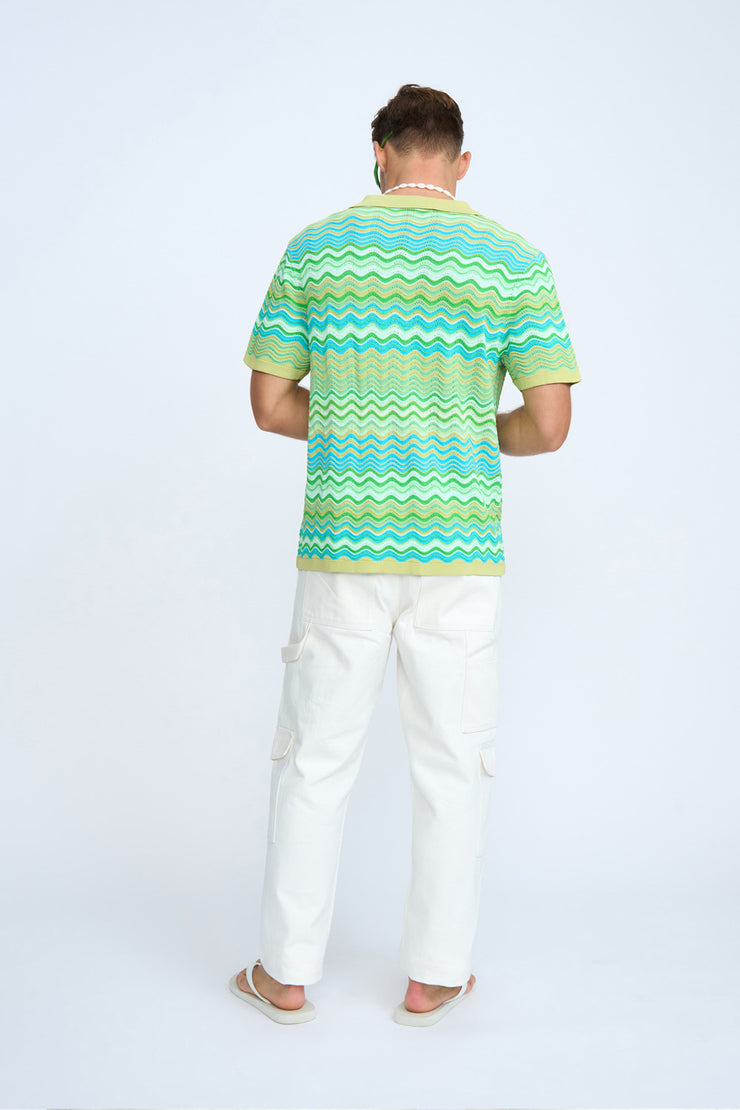Rayne Ripple Knit Shirt | Final Sale - Green Multi