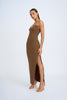 Sahana Shell Shape Strapless Midi Dress | Final Sale - Chocolate