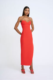 Sahana Shell Shape Strapless Midi Dress | Final Sale - Scarlette Red