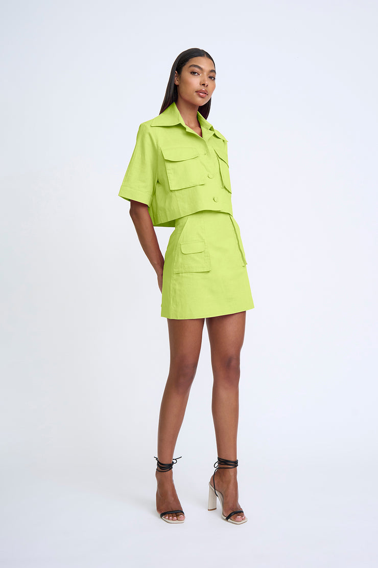 Sunny Lime Pocket Crop Shirt | Final Sale - Sunny Lime