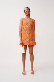 Alfresco Embroidery Mini Dress | Final Sale - Orange Aqua