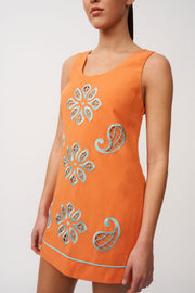 Alfresco Embroidery Mini Dress | Final Sale - Orange Aqua