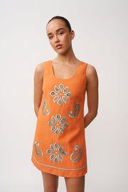 Alfresco Embroidery Mini Dress | Final Sale - Orange Aqua