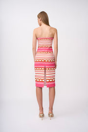 Melina Mosaic Midi Dress - Pink Red Multi