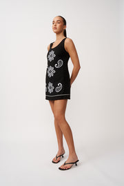 PRE-ORDER | Alfresco Embroidery Mini Dress - Black Ivory