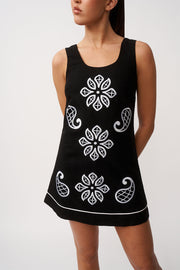 PRE-ORDER | Alfresco Embroidery Mini Dress - Black Ivory