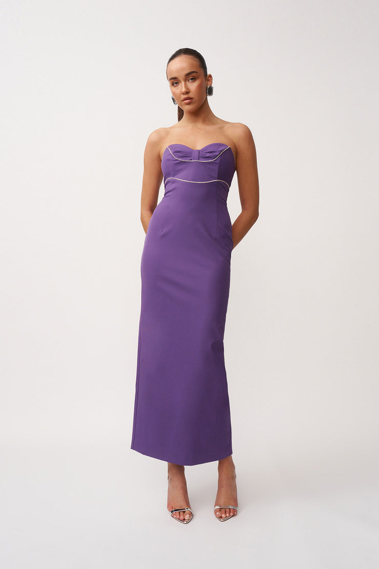 Audrey Twist Strapless Ankle Dress | Final Sale - Purple