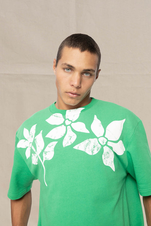 Green Romantics Floral Tee - Ivory Green