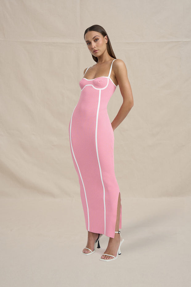 Nautilus Swirl Knit Midi Dress - Pink Ivory