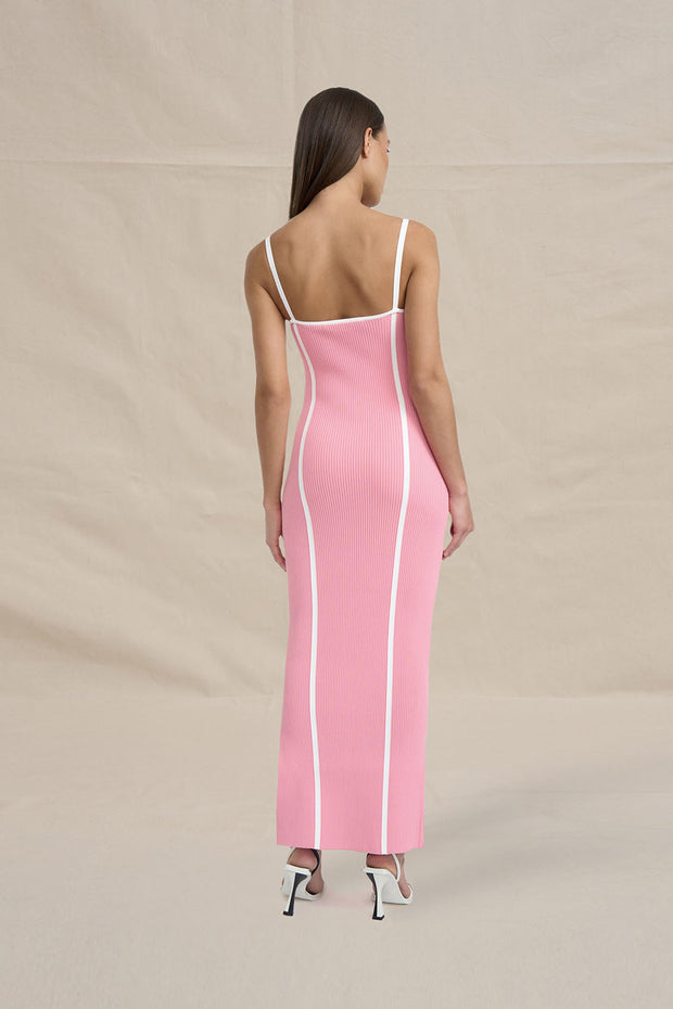 Nautilus Swirl Knit Midi Dress - Pink Ivory