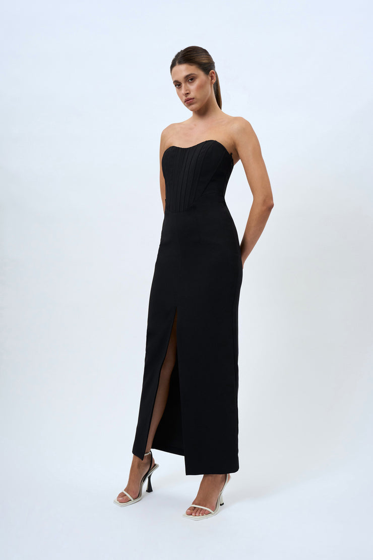 Delphine Strapless Corset Dress - Black