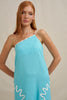 Oasis One Shoulder Maxi Dress - Ivory Aqua Blue