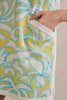 Painted Palm Contrast Mini Dress - Yellow Blue Ivory