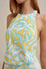 Painted Palm Shell Top - Yellow Blue Ivory