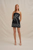 Paradise Palm Strapless Mini Dress - Ivory Black