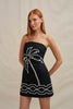 Paradise Palm Strapless Mini Dress - Ivory Black