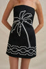 Paradise Palm Strapless Mini Dress - Ivory Black