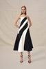Louise Panel Strapless Midi Dress - Ivory Black