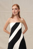 Louise Panel Strapless Midi Dress - Ivory Black