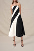 Louise Panel Strapless Midi Dress - Ivory Black