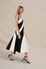 Louise Panel Strapless Midi Dress - Ivory Black