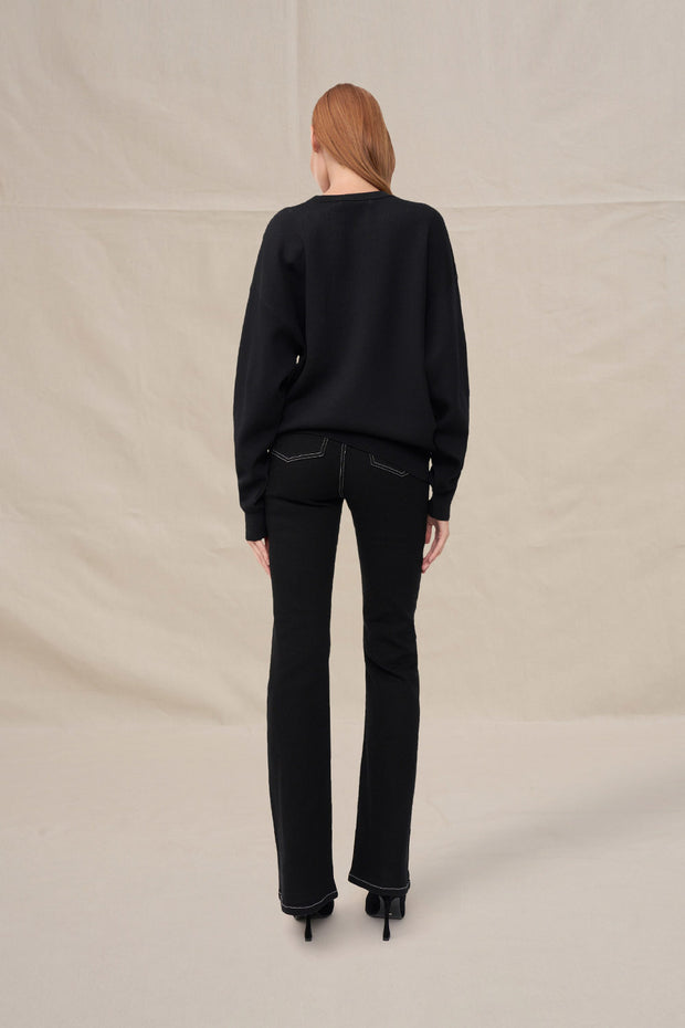 Flower Knit Sweater - Ivory Black