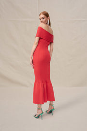 Cecily Knit Midi Dress - Red