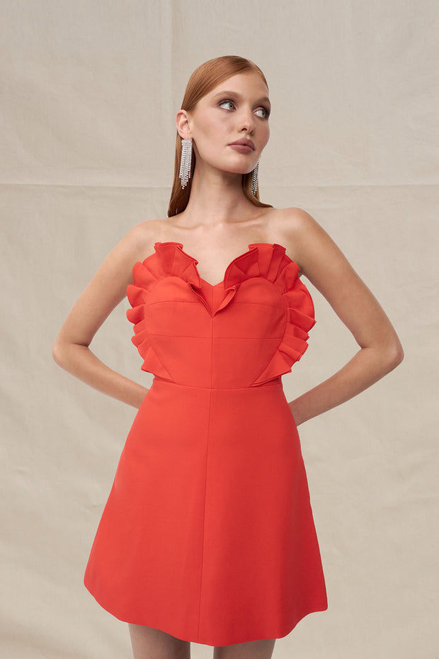 Imara Strapless Mini Dress - Red