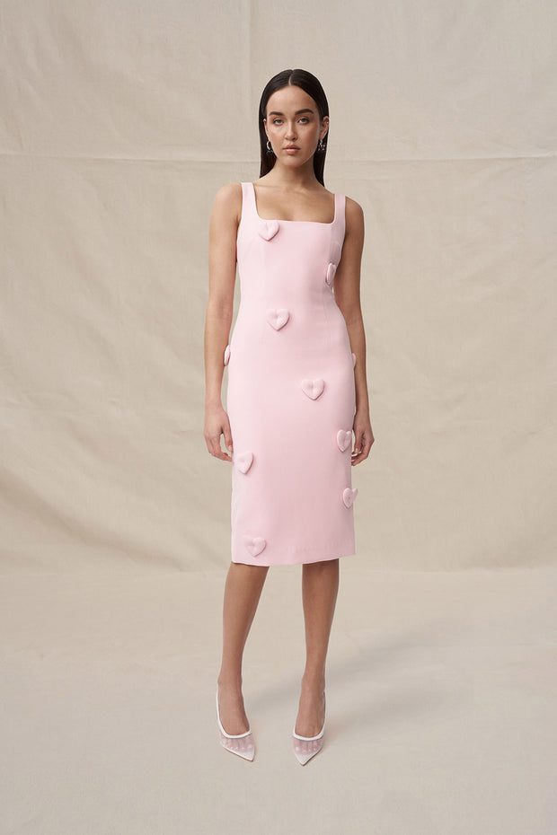 Amora Love Heart Midi Dress - Dusty Pink