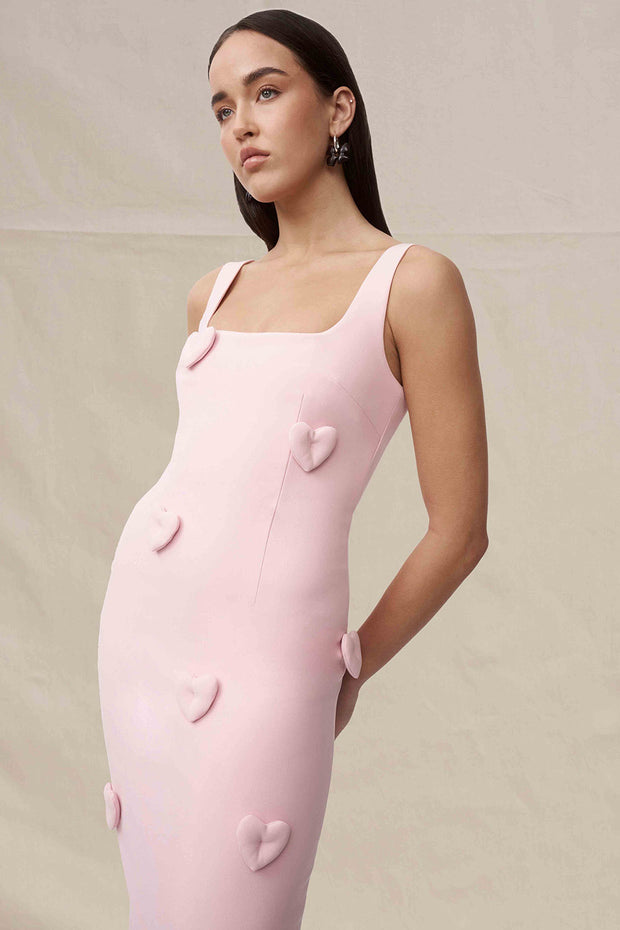 Amora Love Heart Midi Dress - Dusty Pink