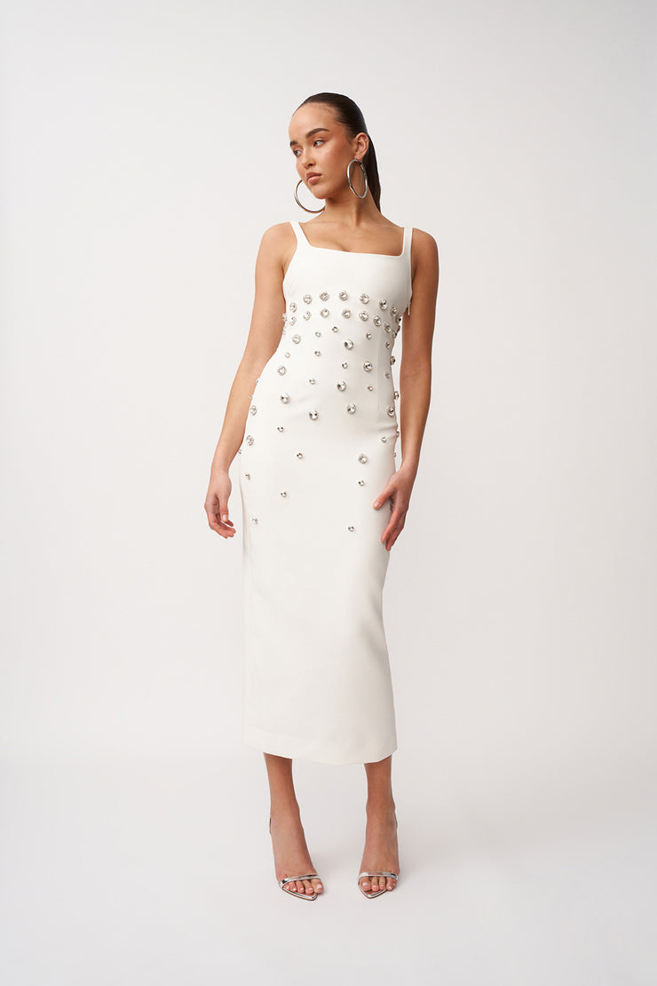 Diana Diamond Ankle Dress - Ivory