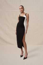Phillipa Fold Contrast Midi Dress | Final Sale - Black Ivory