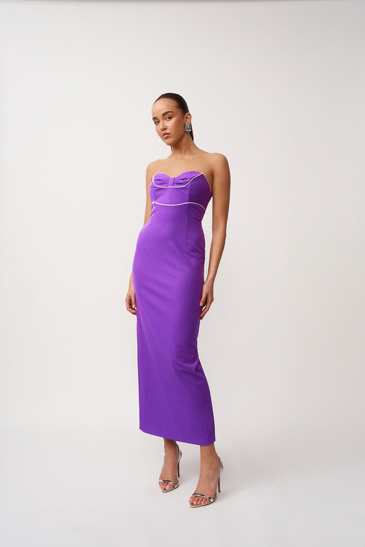 Audrey Twist Strapless Ankle Dress | Final Sale - Purple