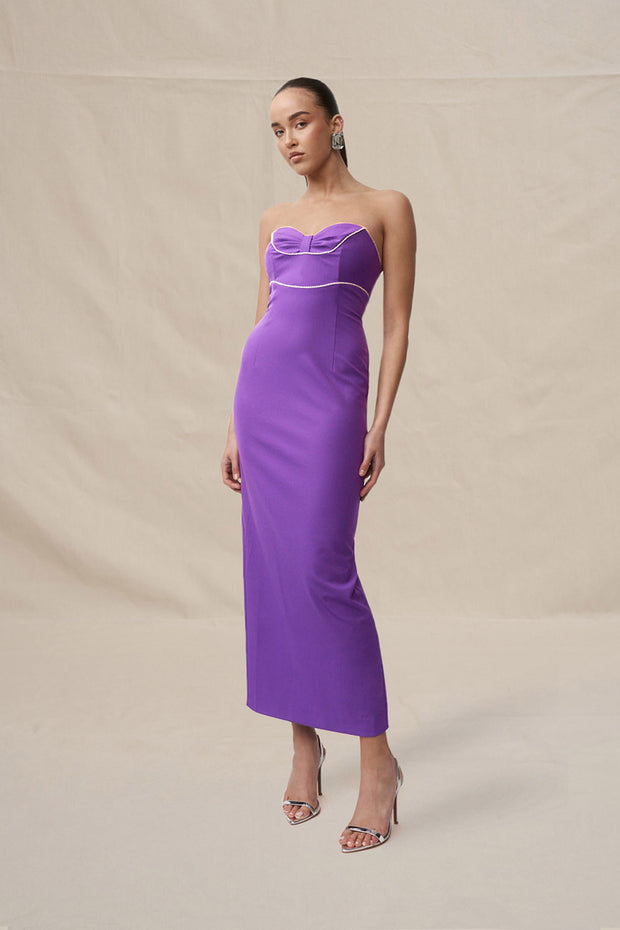 Audrey Twist Strapless Ankle Dress - Purple