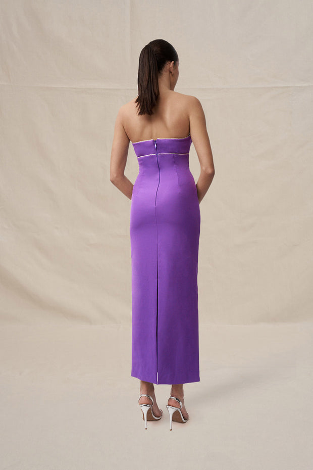 Audrey Twist Strapless Ankle Dress - Purple