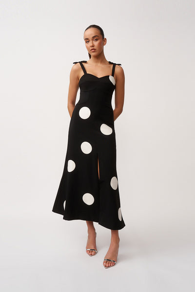 Dolcetto Spot Ankle Dress - Black Ivory