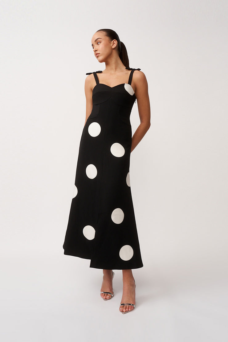 Dolcetto Spot Ankle Dress - Black Ivory