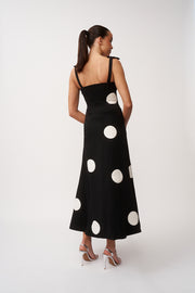 Dolcetto Spot Ankle Dress - Black Ivory