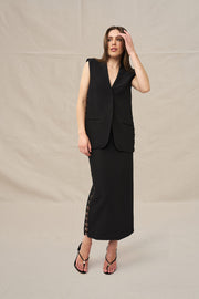 Chain Trim Longline Vest - Black