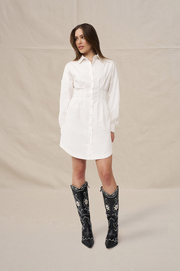 Belinda Shirt Mini Dress - Ivory