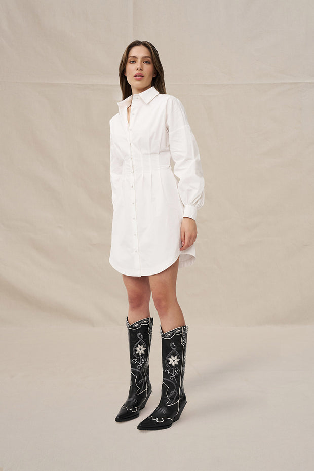 Belinda Shirt Mini Dress - Ivory
