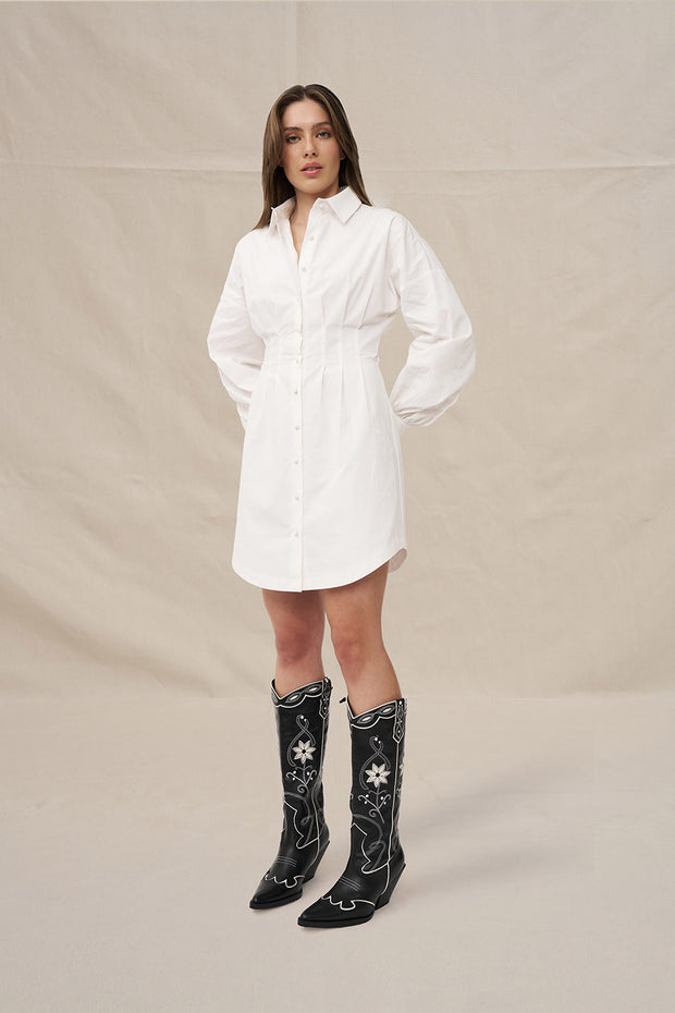 Belinda Shirt Mini Dress - Ivory