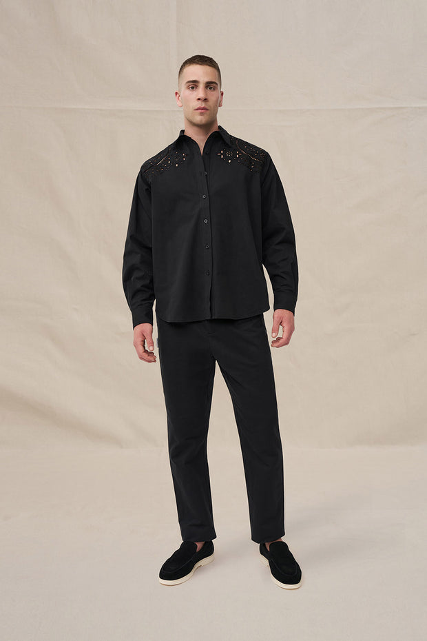 Bowie Broderie Shirt - Black