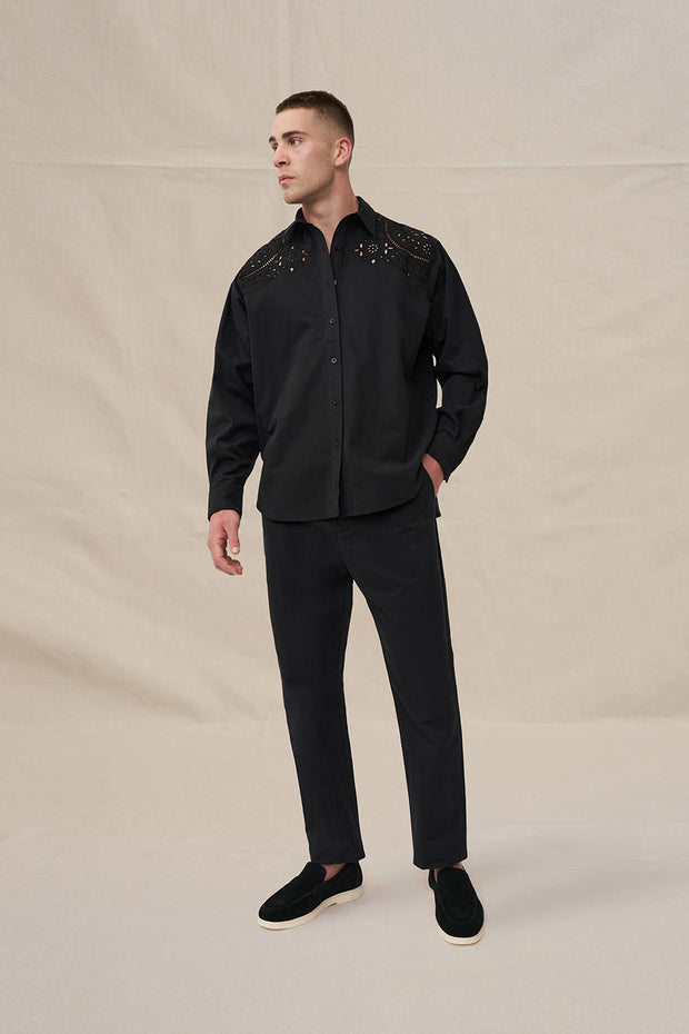 Bowie Broderie Shirt - Black