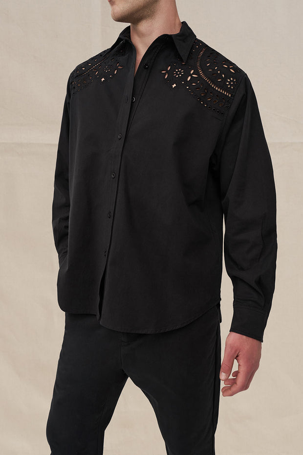 Bowie Broderie Shirt - Black