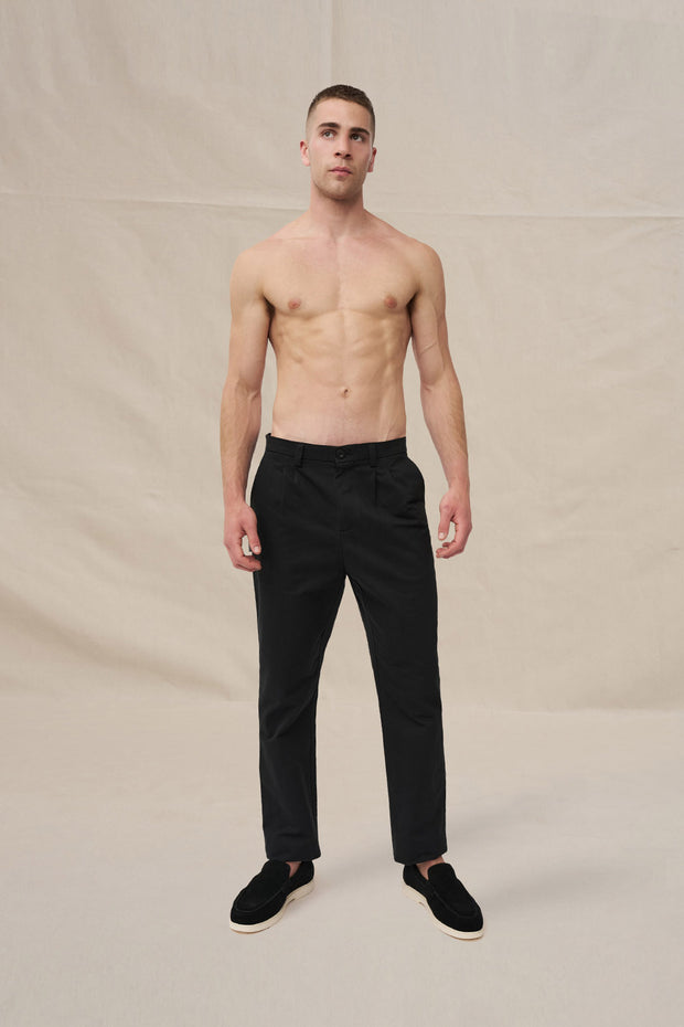Dean Pleat Front Pant - Black