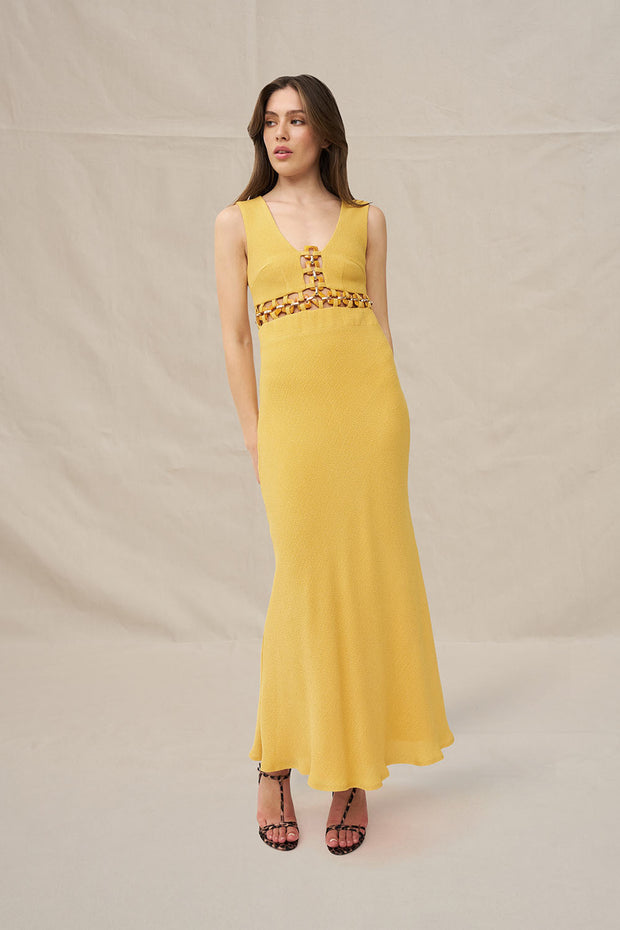 Leandra Link Ankle Dress - Mustard
